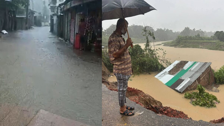 ফেনীতে টানা বর্ষণে দোকানপাটে ধস, রেকর্ড পরিমাণ বৃষ্টিপাত